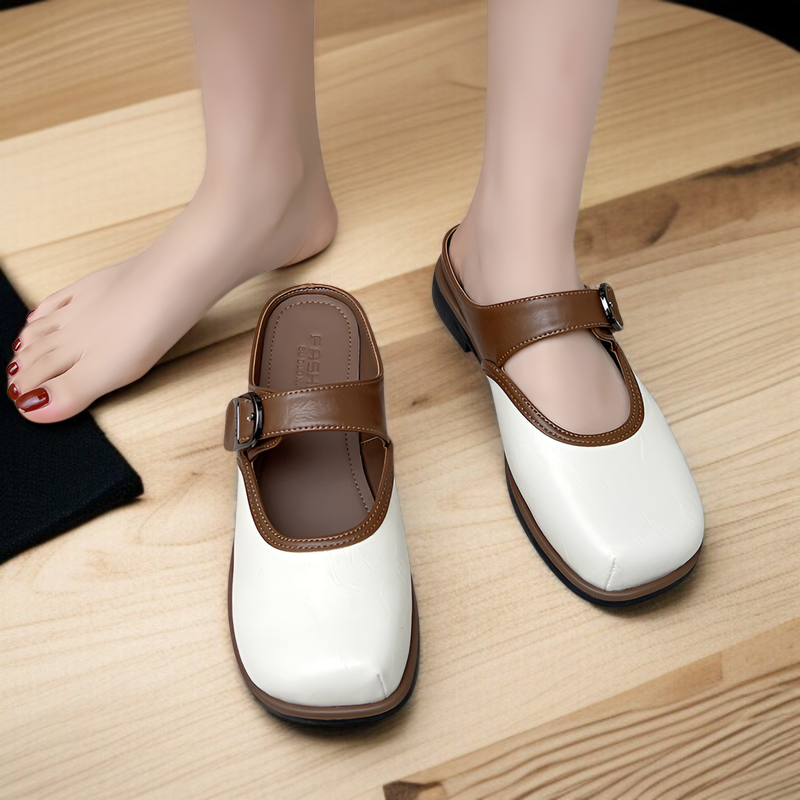 包頭ハーフスリッパ女性用2025新型アウトドアスリッパオールマッチスリッポン怠惰な靴ソフト底フラットシューズシングルシューズ