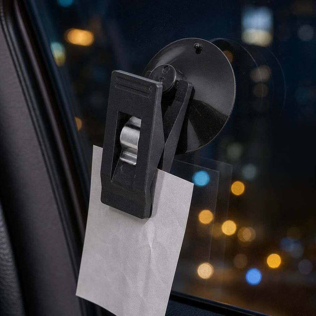 Car Window Suction Clamp for Ticket, Towel, and Sunshade Curtain