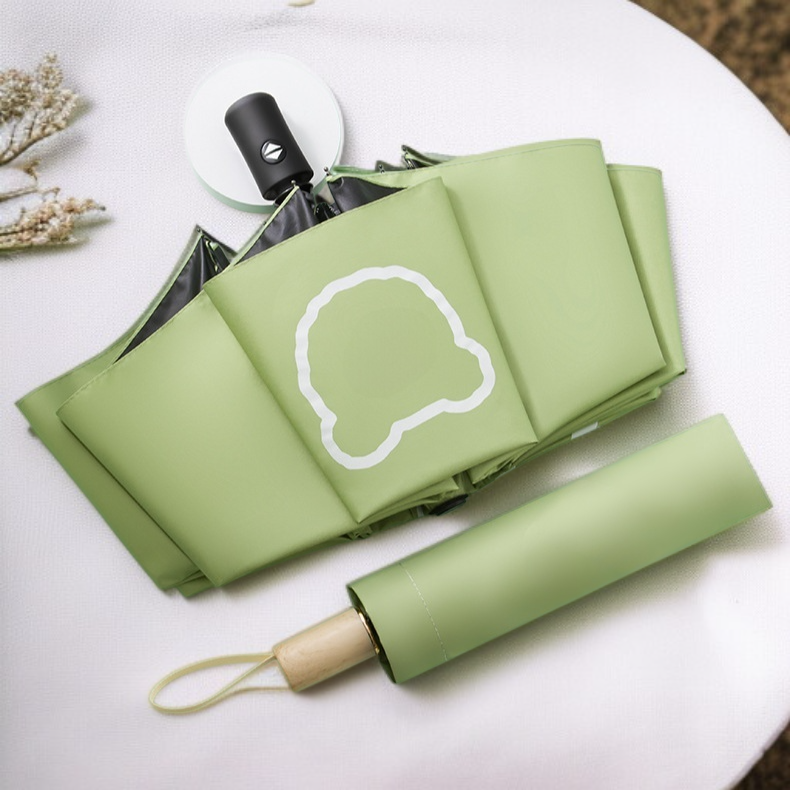  Double-layer Foldable Waterproof Umbrella, Three-section Black Sunshade