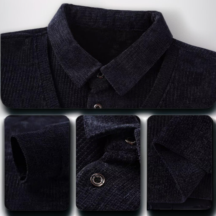 남성 가짜 두 벌 기모 니트 베이스 스웨터