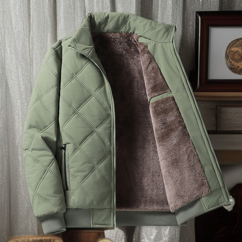 冬のメンズカジュアル厚手ハイネック中綿ジャケット