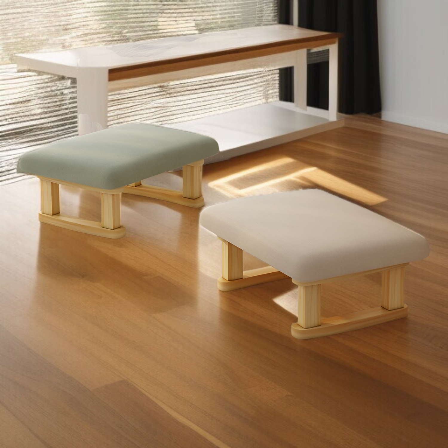 家庭用和風ソファフットスツール 脚なし低いスツール 玄関用靴替えスツール