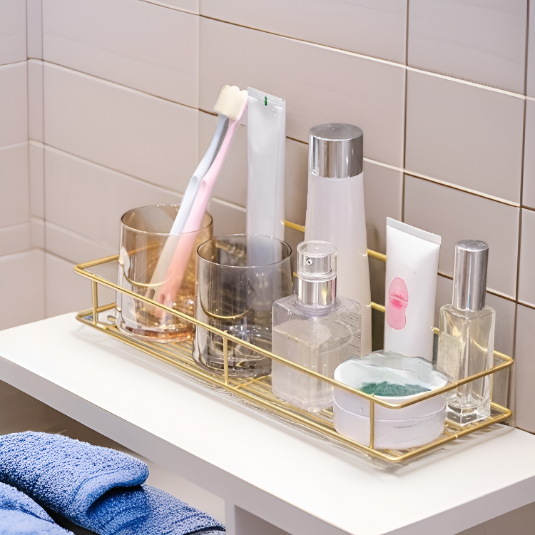 Estante de almacenamiento para baño estilo nórdico sin perforaciones de hierro