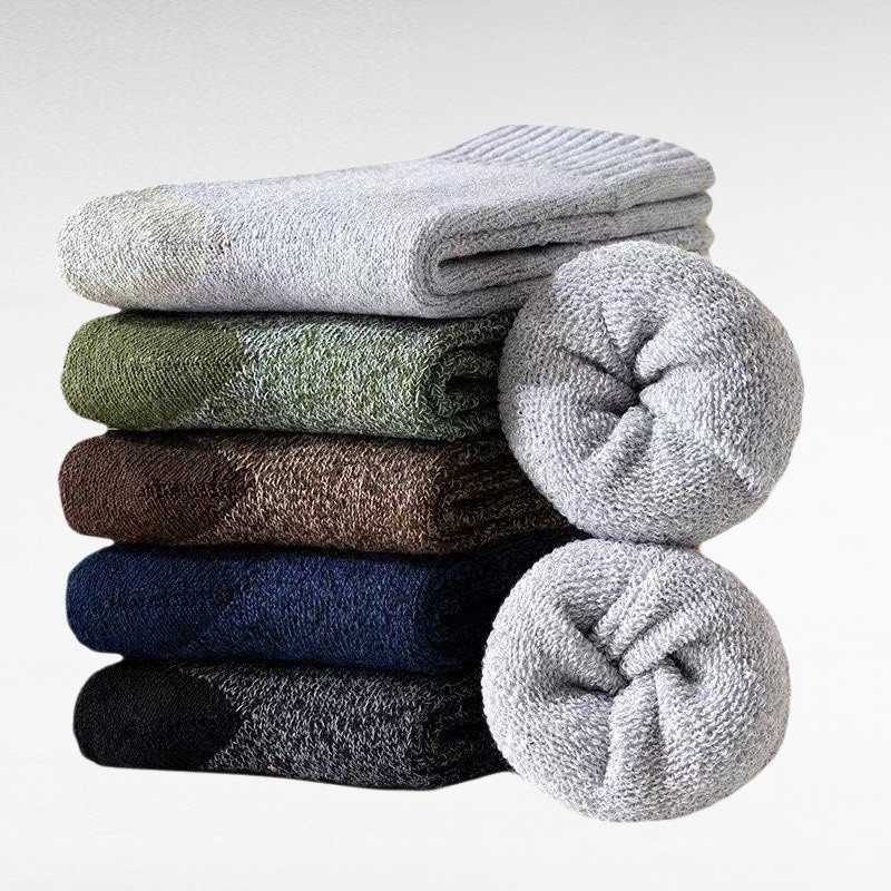 5足セット メンズ冬用タオルソックス 毛玉付き暖かい靴下