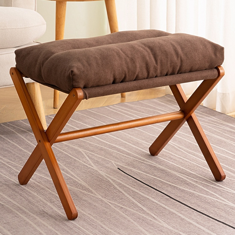 Tabouret pliable épais en bois pour salon, repose-pieds, petit tabouret Maza