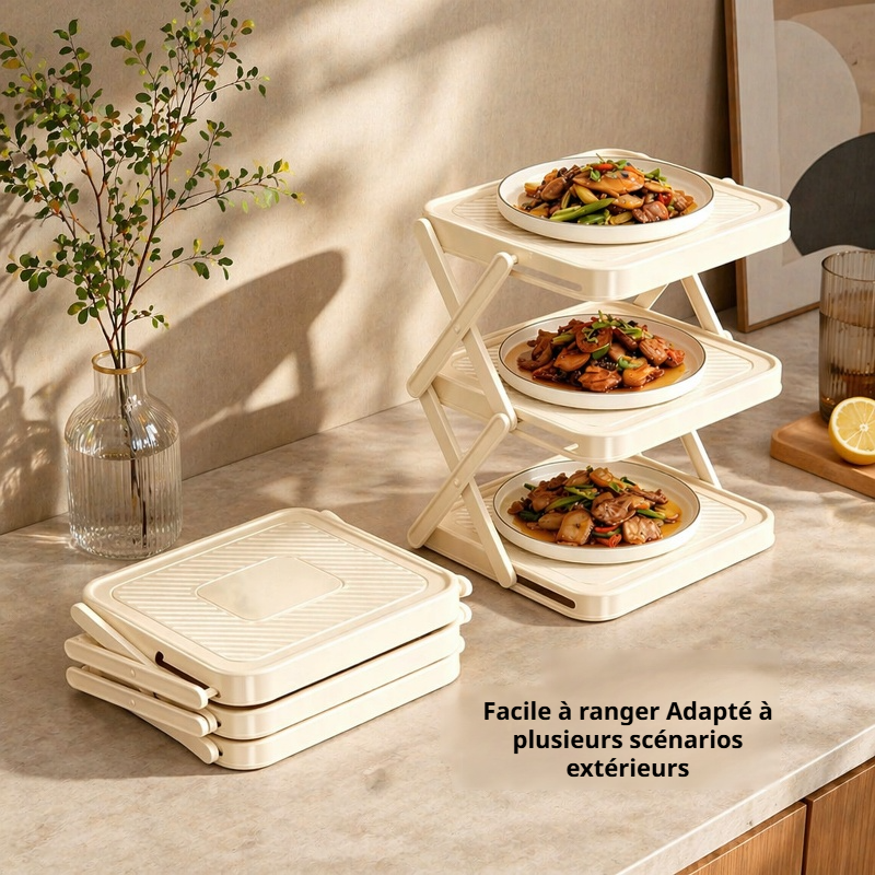 Démonstration du pliage facile de l’étagère de cuisine