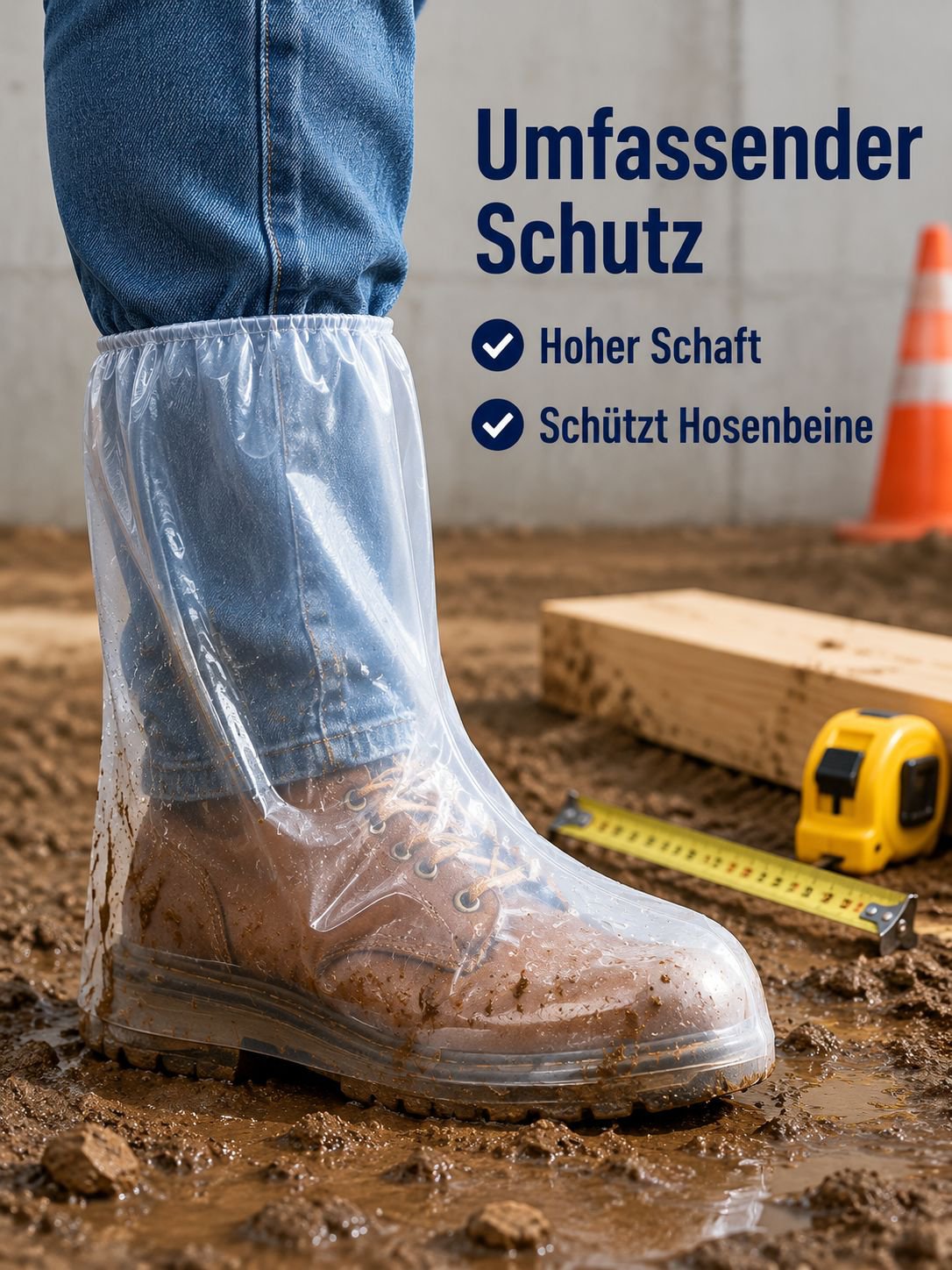 Wasserdichte, rutschfeste, extra dicke, hohe, Einweg-Überschuhe