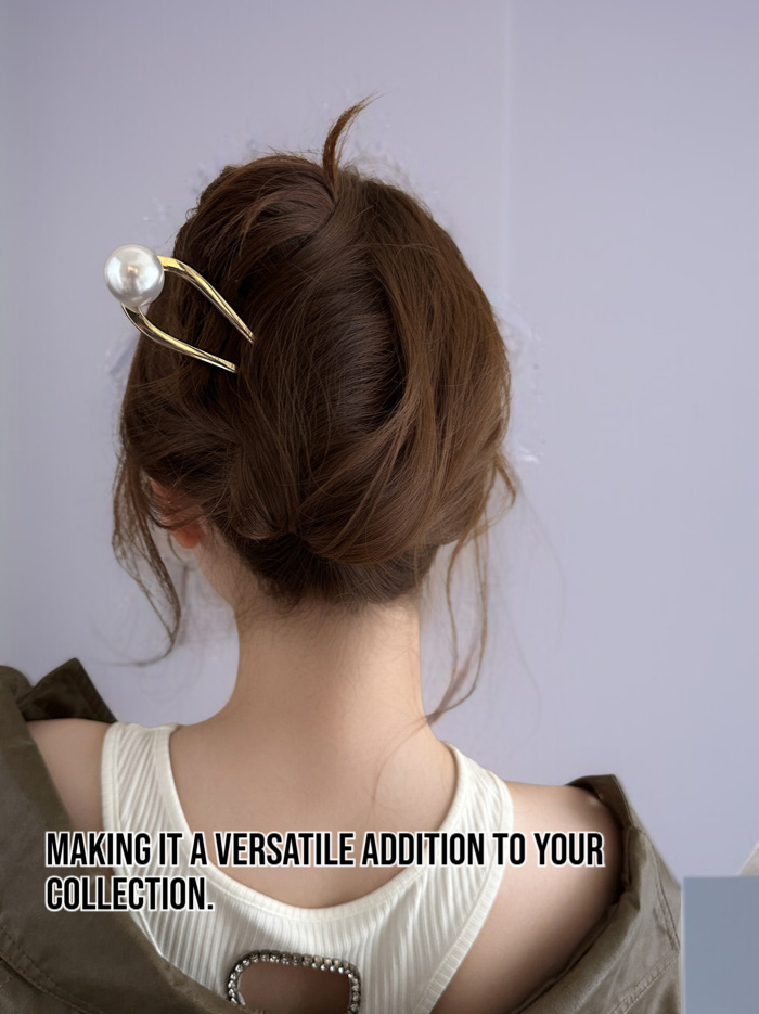U-shaped hairpin with high-quality pearls