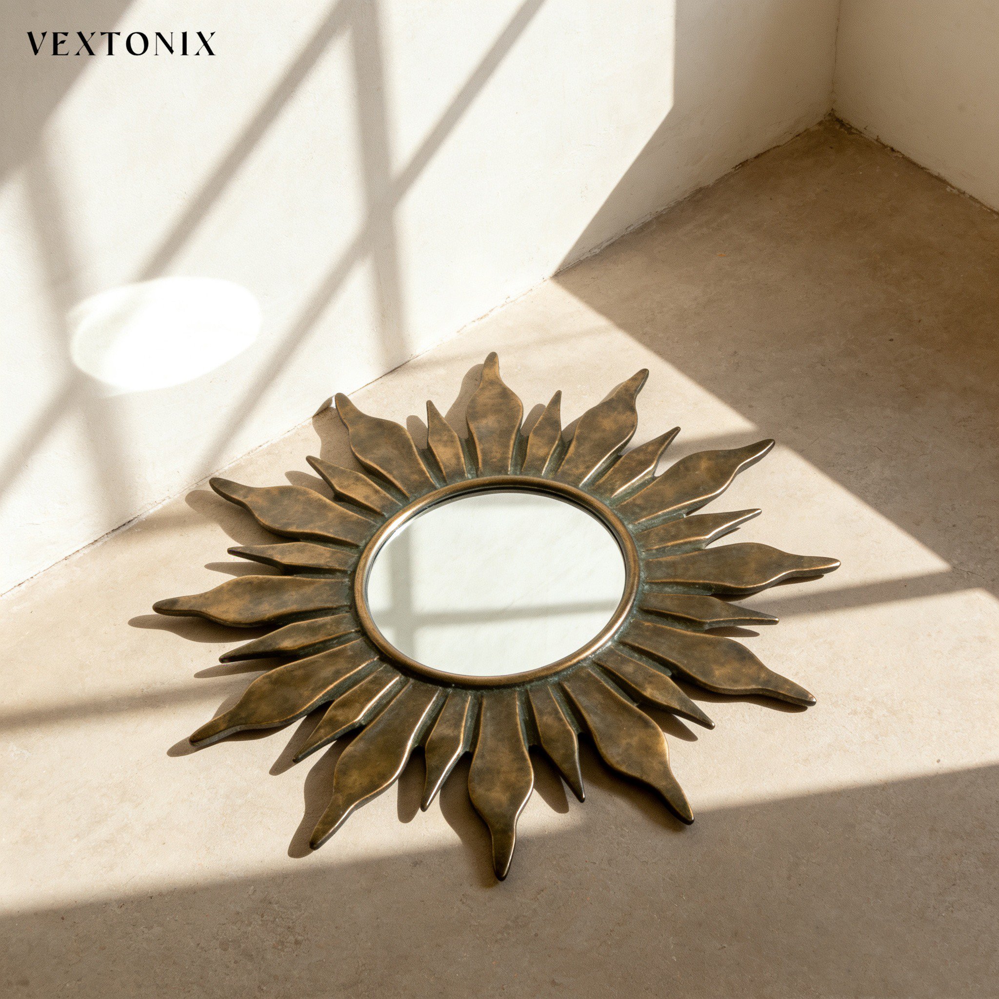 กระจกโลหะดอกทานตะวันสไตล์หรูหราเบา