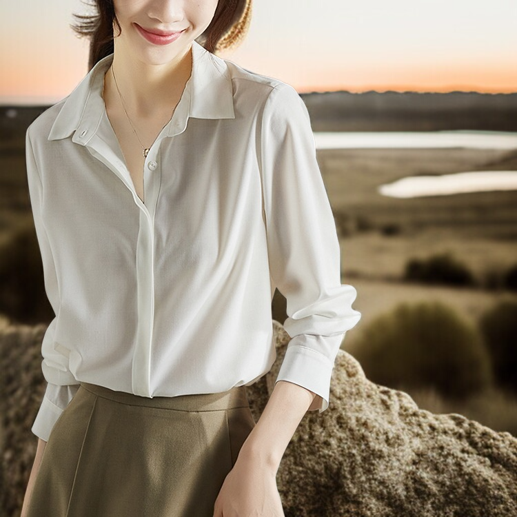봄 한범 여 긴팔 셔츠 솔리드 이너 쉬폰 상의 봄 한범 긴팔 셔츠 이너 쉬폰 셔츠