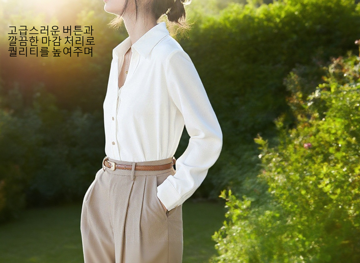 세련된 민소매 셔츠 여성 모델 컷