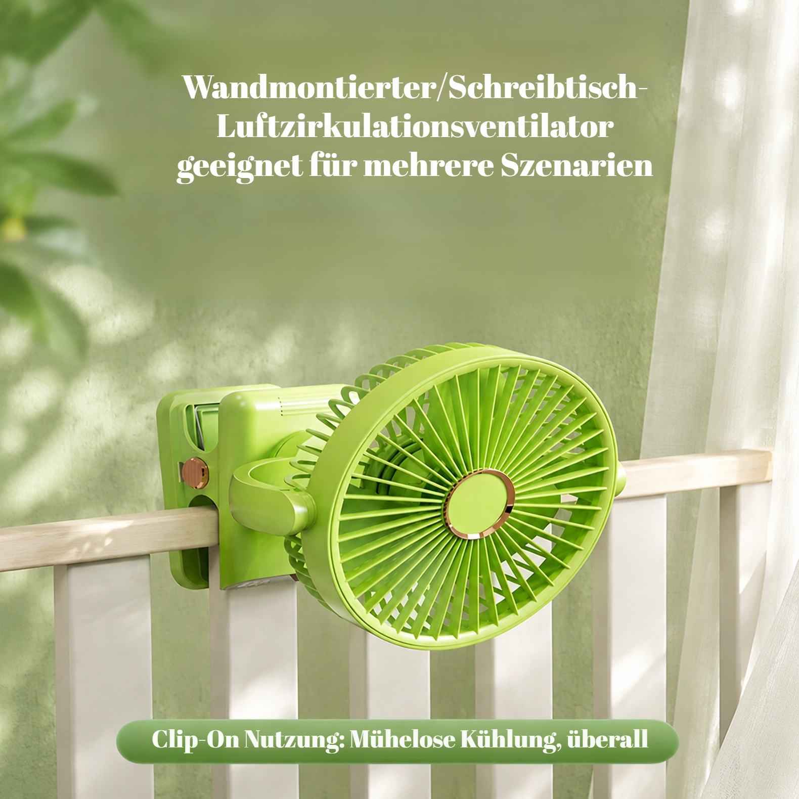 Kleiner, leiser USB-Heimventilator mit Digitalanzeige und Nachtlicht