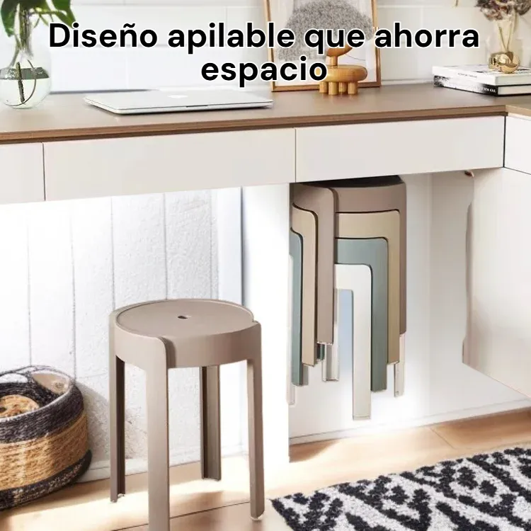 Taburete redondo de plástico grueso apilable para comedor