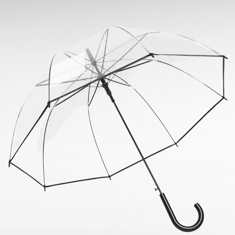 長柄16本骨防風ダブル厚手生地透明傘