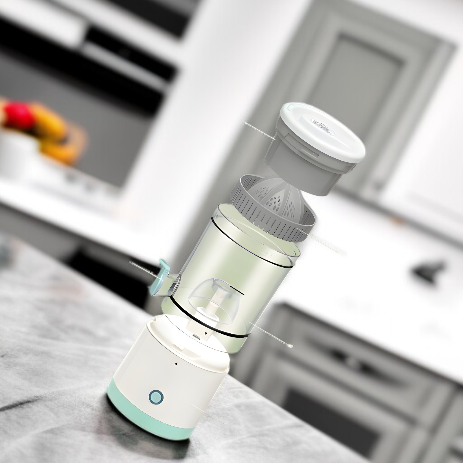 Exprimidor eléctrico portátil multifuncional, vaso de jugo con separación de residuos
