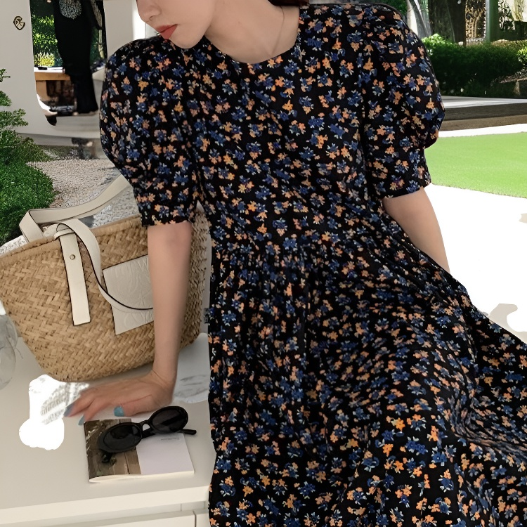 小花柄ロングスカートのディテールアップ