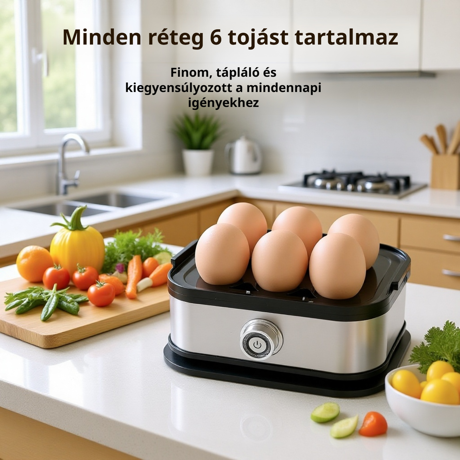 Tojásfőző modern dizájnnal rozsdamentes acélból