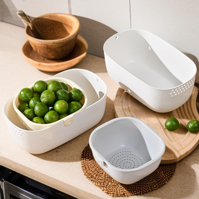 Kétszintes, vastagított, multifunkcionális gyümölcs- és snacktároló kosár