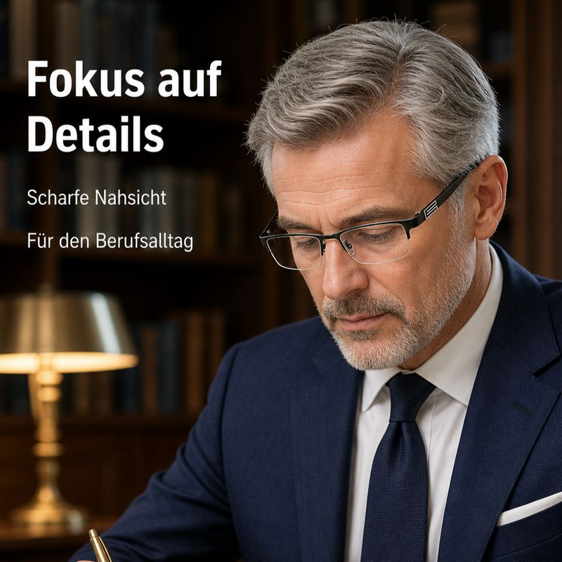 Herren Intelligente Halbrand Lesebrille mit Doppelfokus für Nah- und Fernsicht