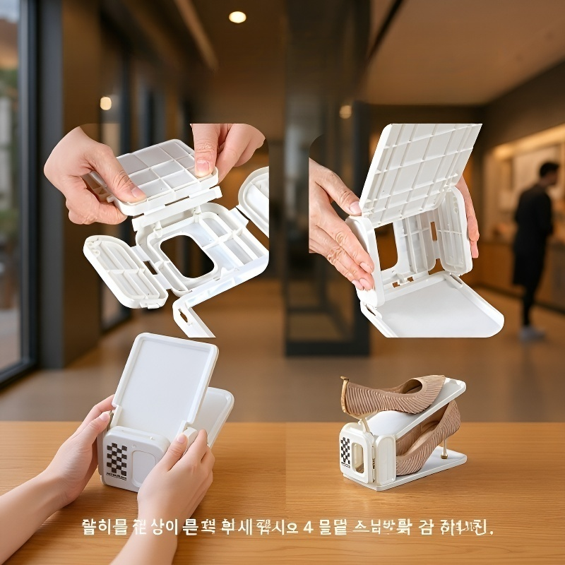 가정용 신발장 3단 조절 가능 이중 신발 수납 신발장 신발장 선반