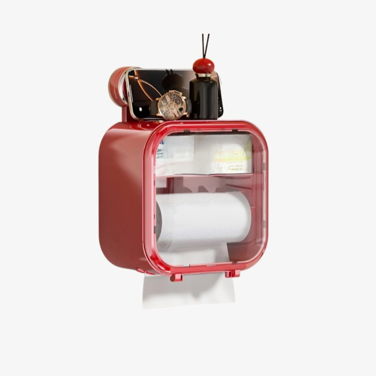 벽걸이 빨판 티슈케이스 비주얼 방수 휴지케이스 수납케이스 화장실 티슈수납케이스