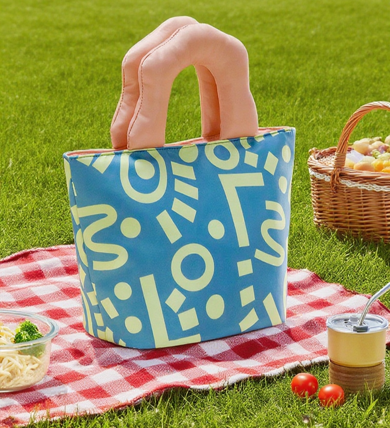 手提卡通保溫便當包正面圖