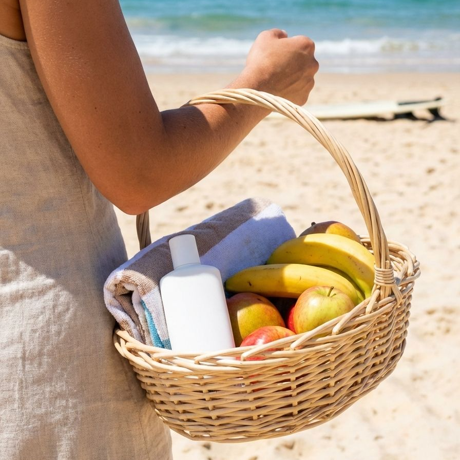 ตะกร้าหวายถือด้วยมือสะดวกสบาย