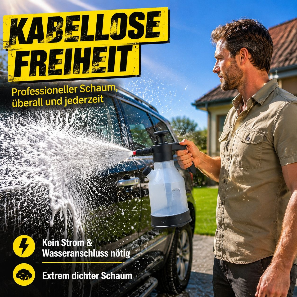 Luftdruck-Schaumsprühtopf, speziell für Autopflege