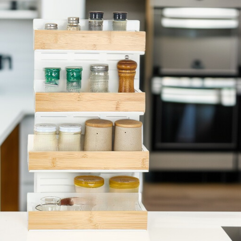 자석식 주방 냉장고 옆면 선반 무타공 조미료 수납 선반