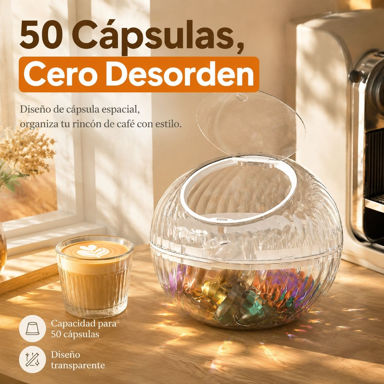 、chocolates y cápsulas de café, diseño simple y elegante