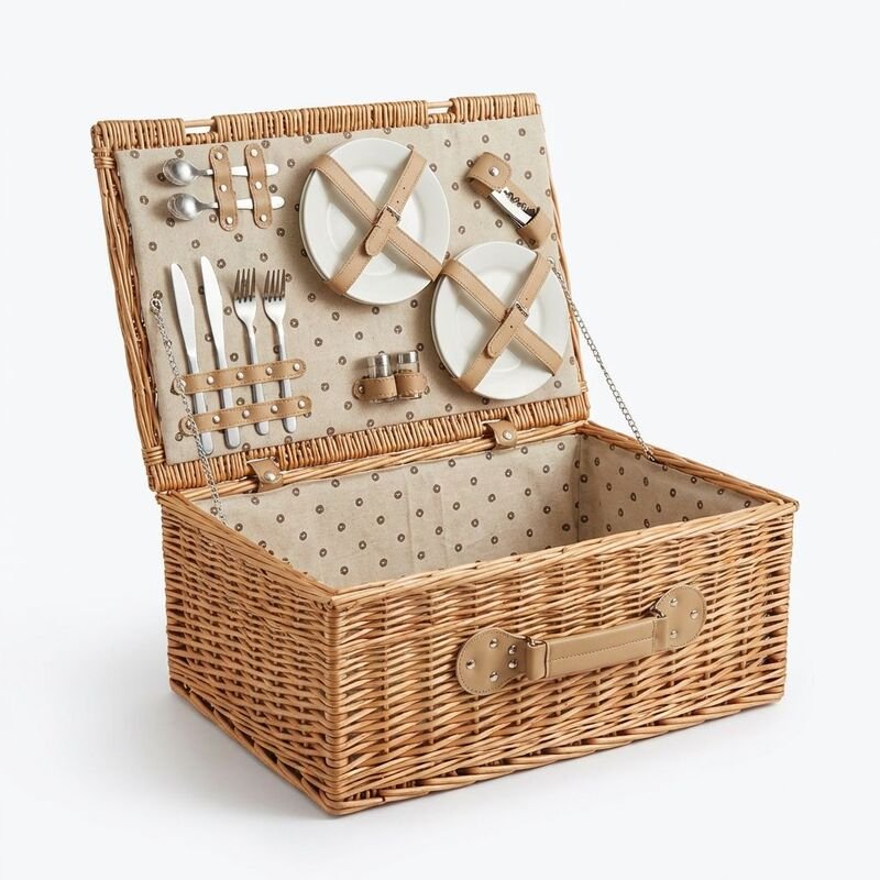야외 소풍 라탄 바구니 휴대용 수납