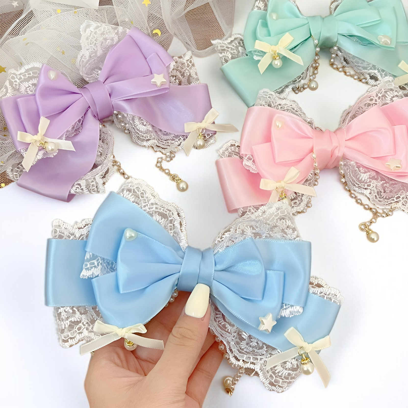 蝴蝶結蕾絲髮夾搭配日常穿搭