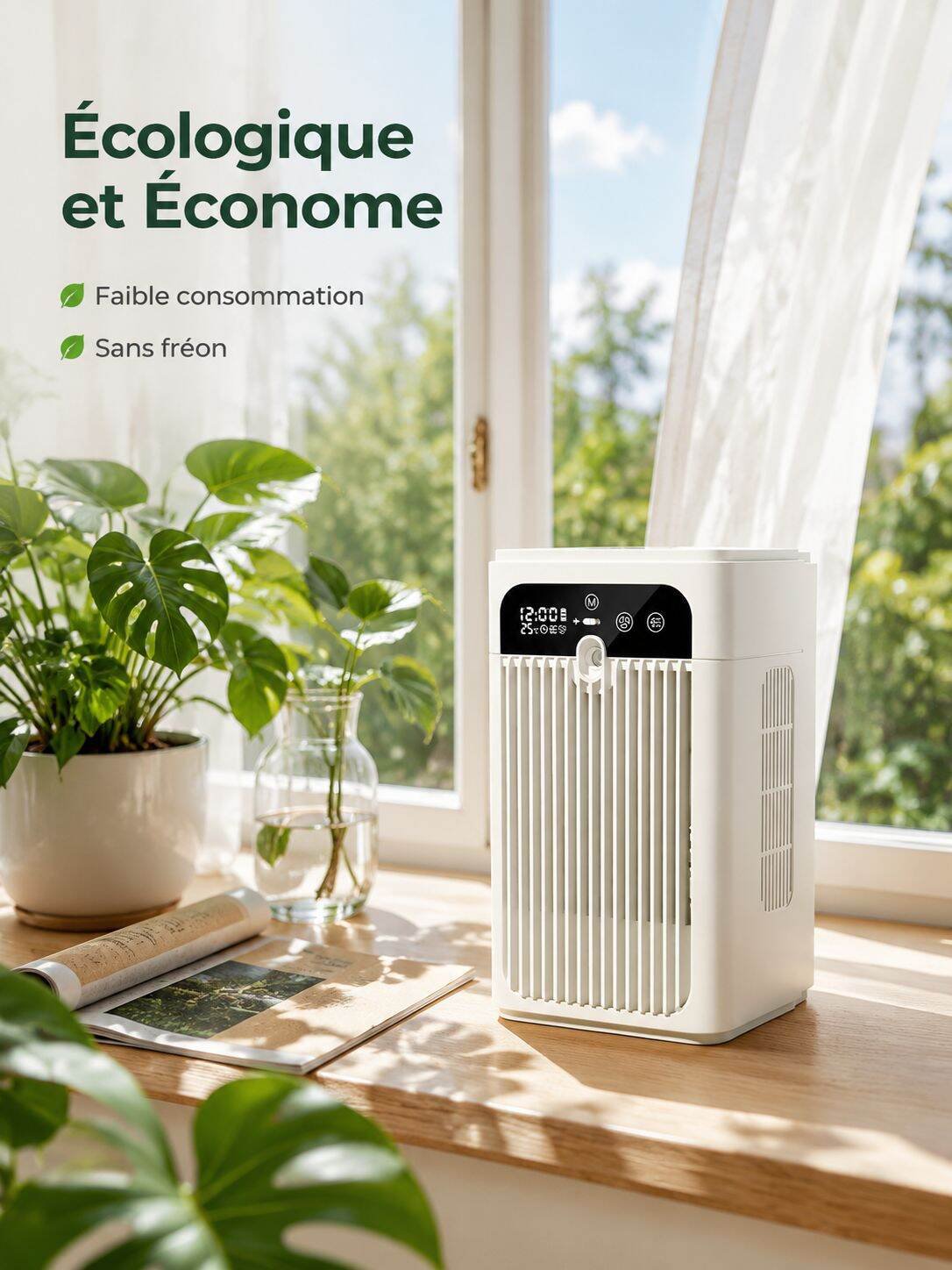 Ventilateur portable silencieux avec brumisateur, rafraîchisseur d'air