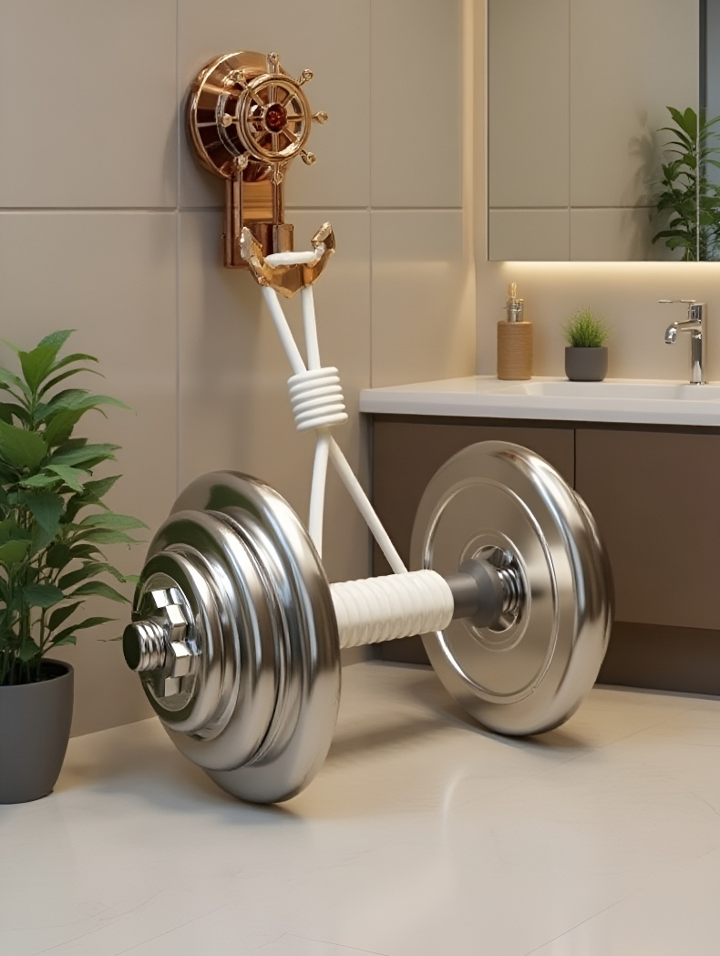 벽면에 손쉽게 부착된 회전식 후크