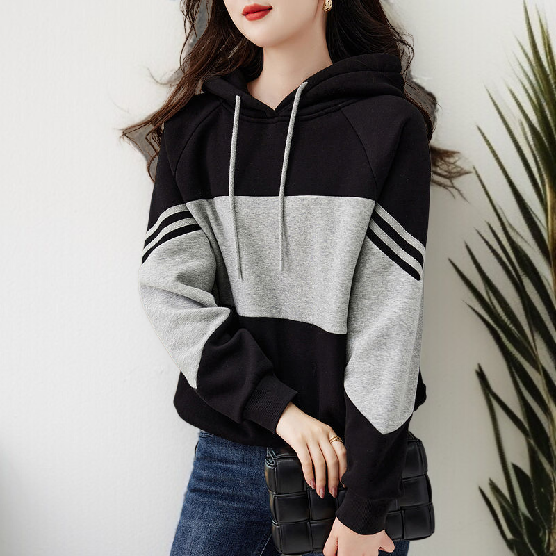 봄 여성 기질 후드 루즈 코트 풀오버 후드