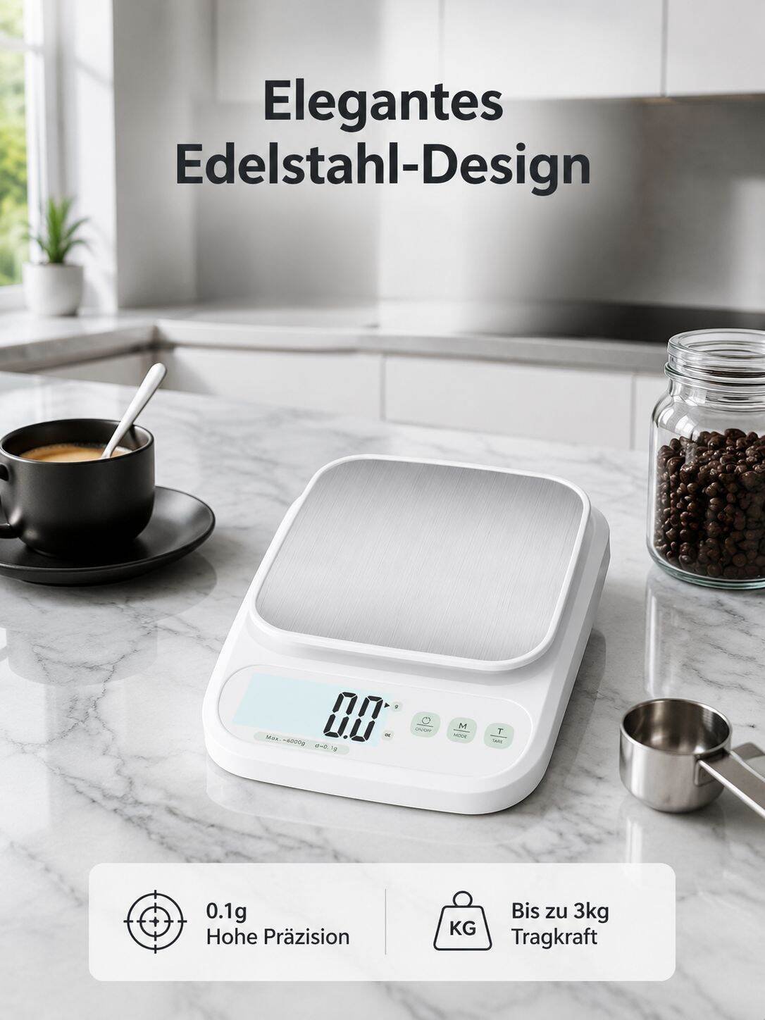 Hochpräzise elektronische Grammwaage für die Küche Lebensmittel- und Kaffeewaage