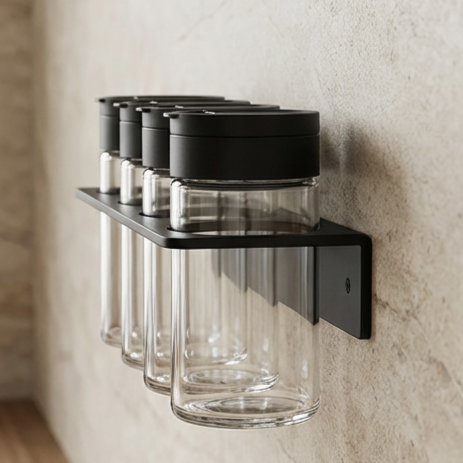 주방 벽에 부착된 조미료병 사용 예시