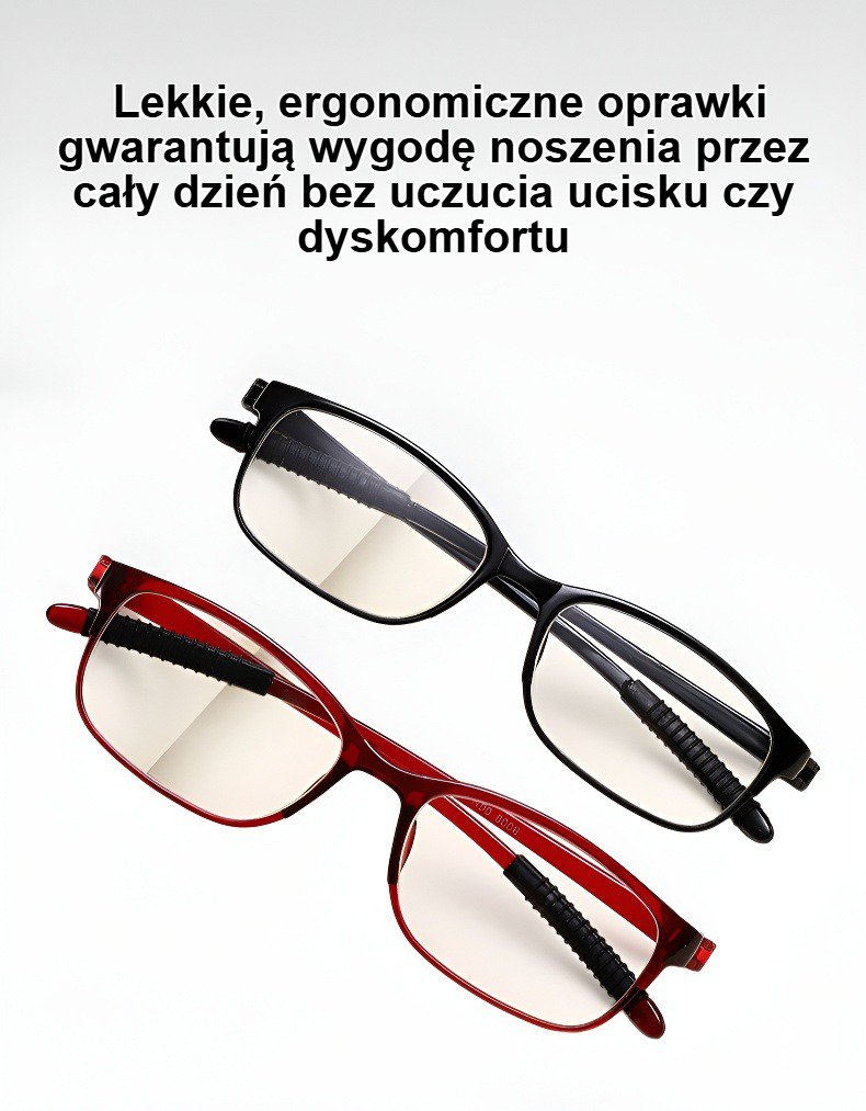 Kobieta zakładająca okulary do czytania