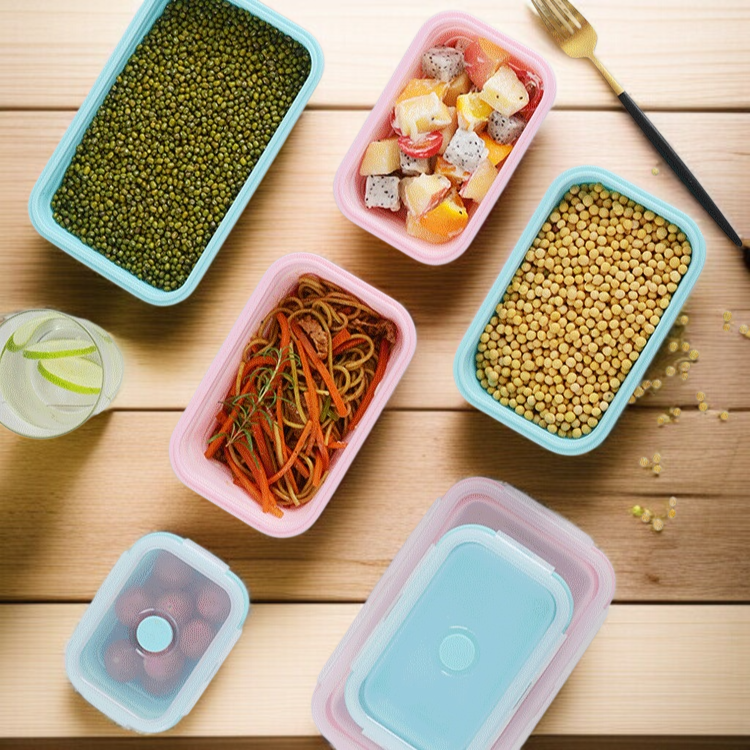 便攜矽膠便當盒折疊收納示意圖