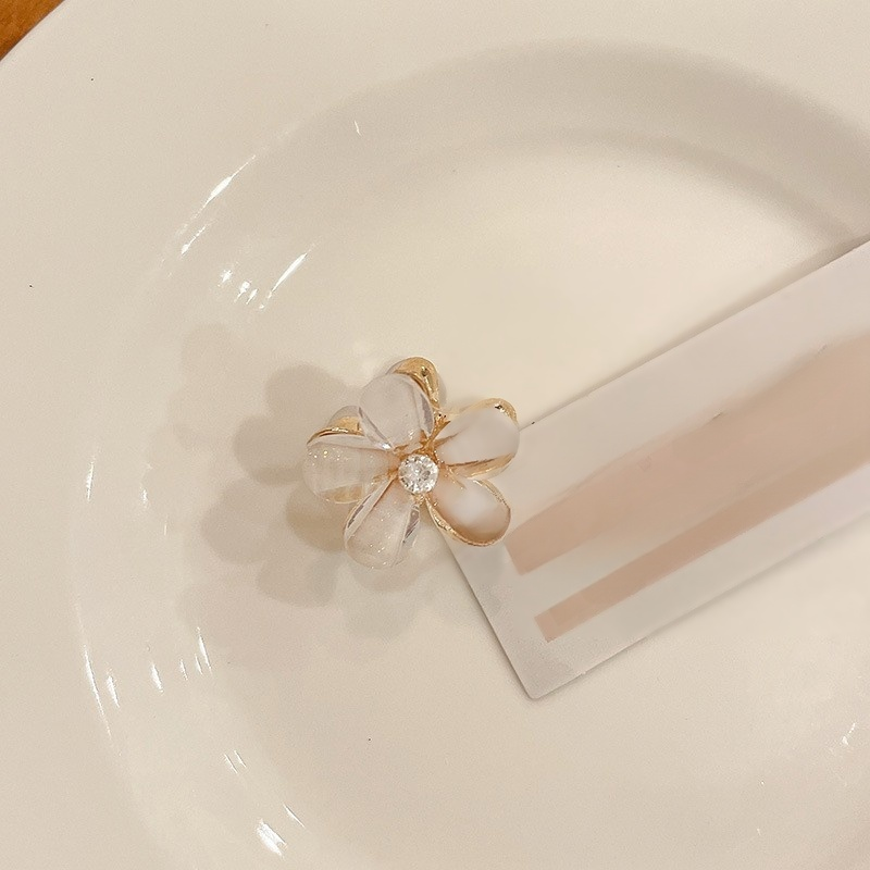 迷你山茶花髮夾 女士側夾瀏海夾