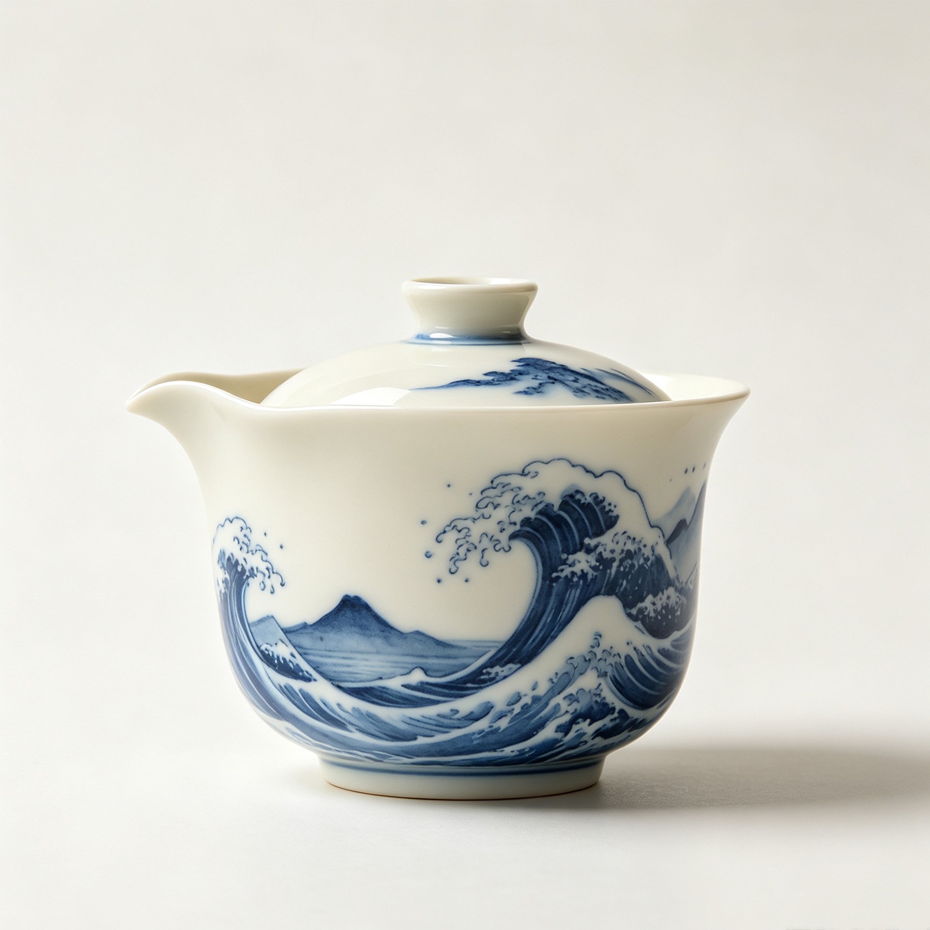 景徳鎮手描き青白磁茶器セット