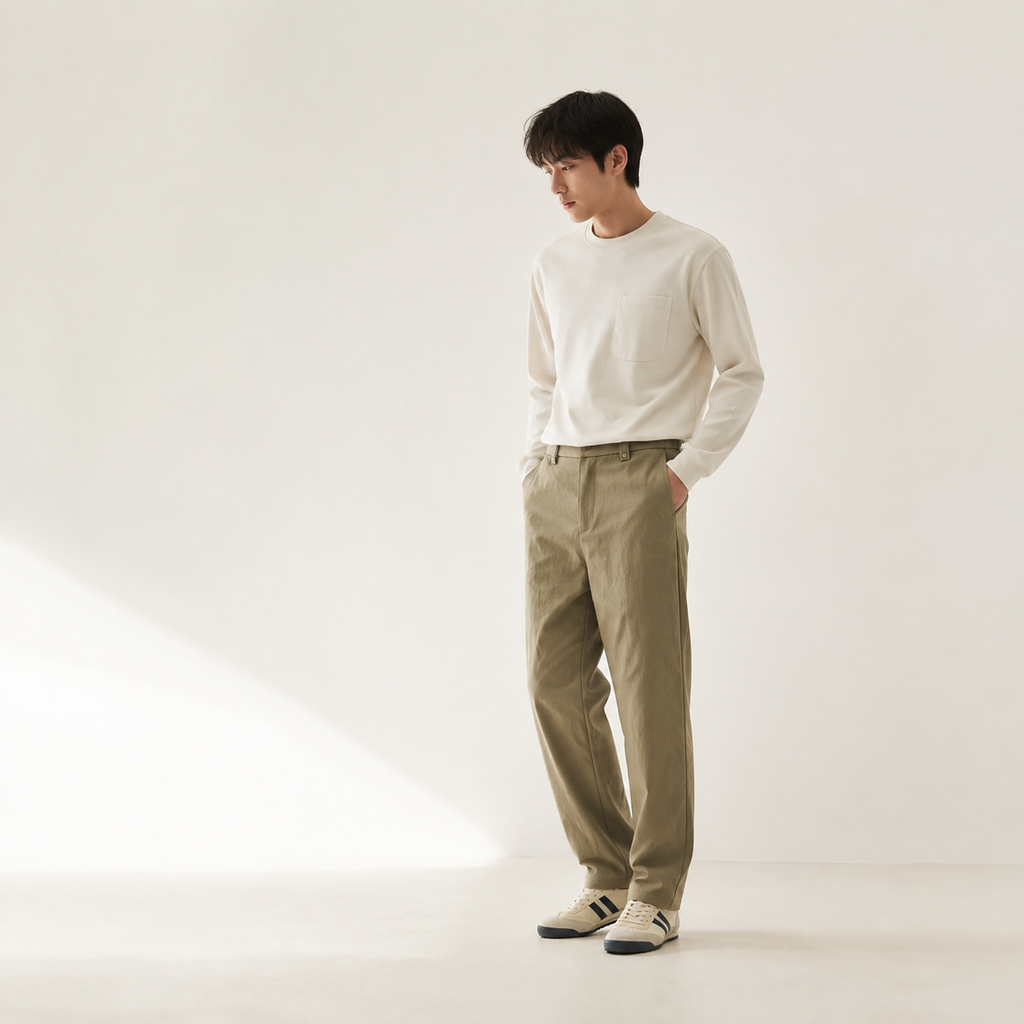 남성 심플 반밴딩 스포츠 캐주얼 팬츠
