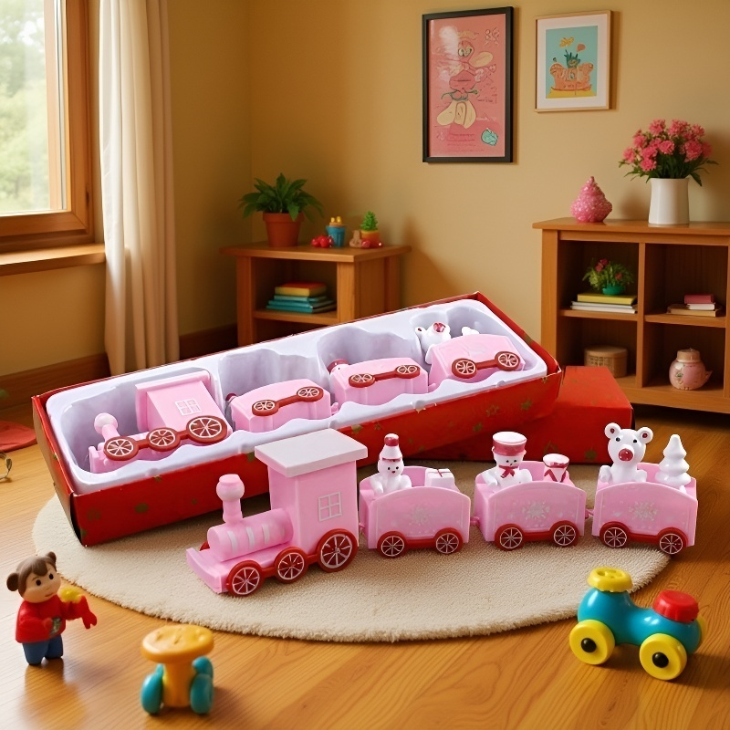 قطار عيد الميلاد في غرفة المعيشة