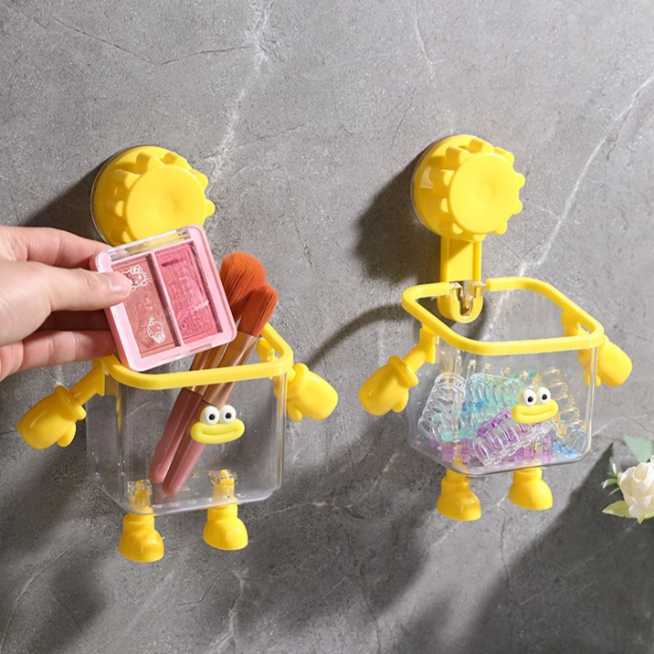 Caja de almacenamiento para baño con ventosa, sin necesidad de taladrar