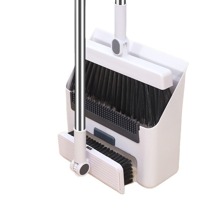 Foldaway Soft-Bristle Broom and Dustpan Set