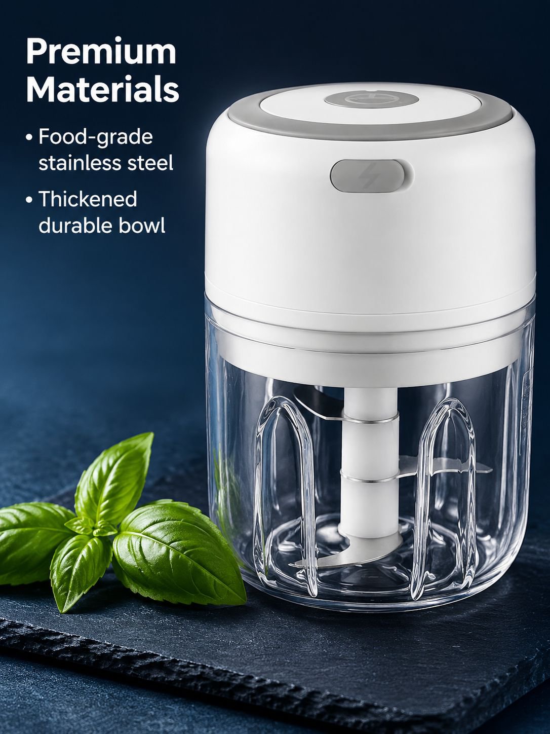 Portable electric garlic chopper for kitchen use