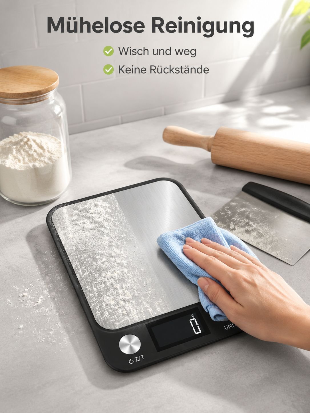 Digitale Küchenwaage mit großer Wiegefläche