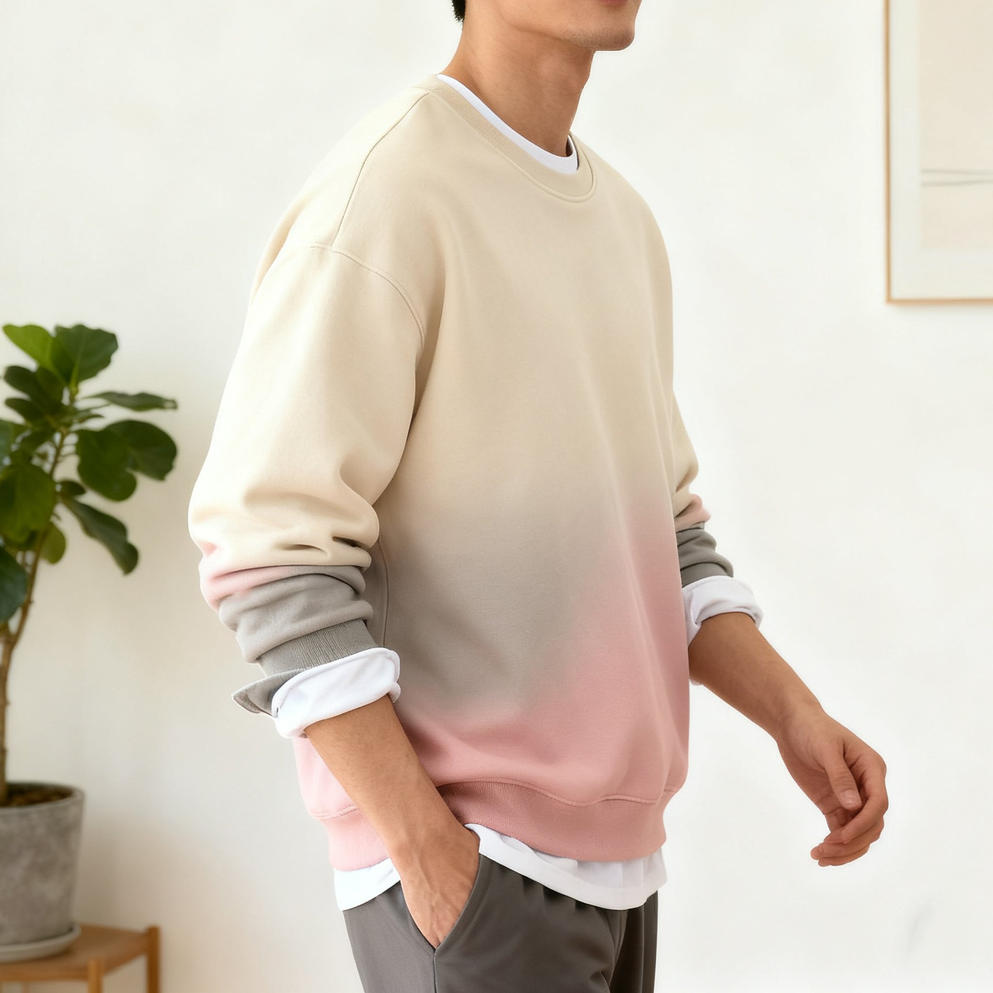  남성용 그라데이션 소프트 컬러 편안한 맨투맨