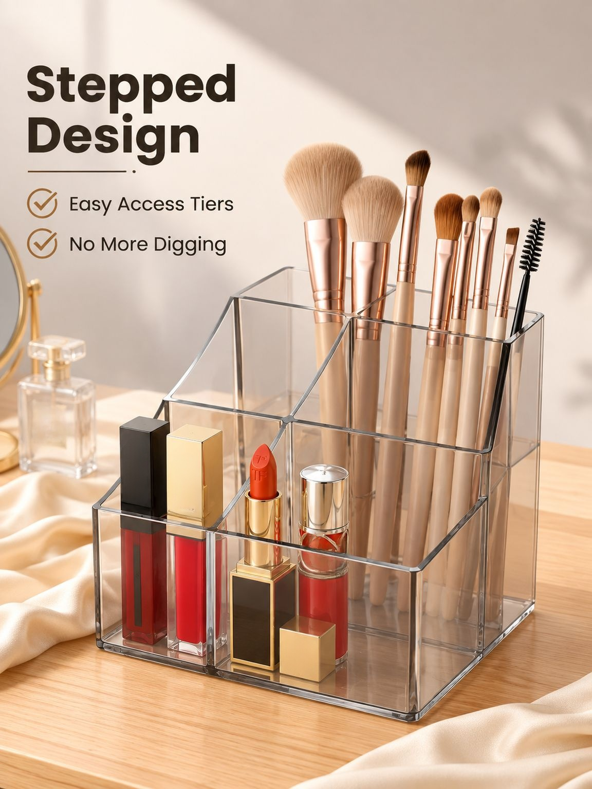 Desktop Storage Box for Cotton Pads, Puffs, and Skincare Products