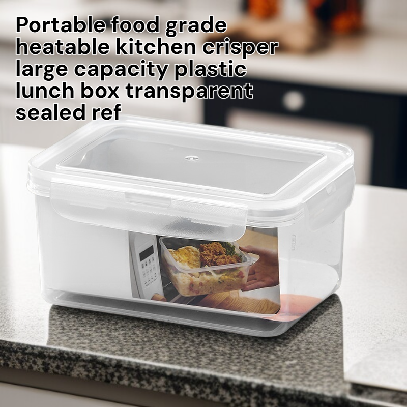 Caja de almuerzo plástica portátil, resistente al calor, con tapa sellada y gran capacidad